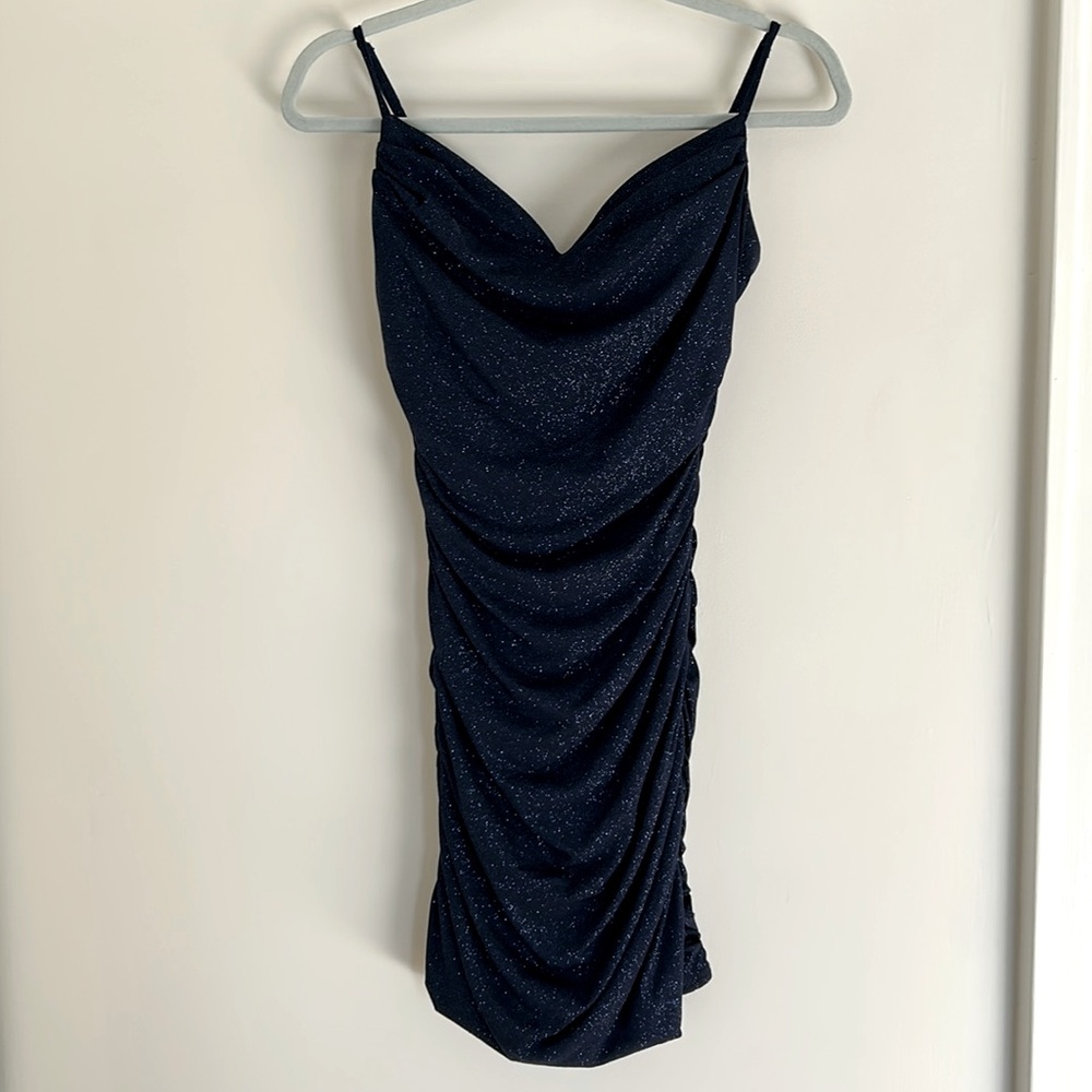 Windsor Navy Blue Ruched Evening Dress